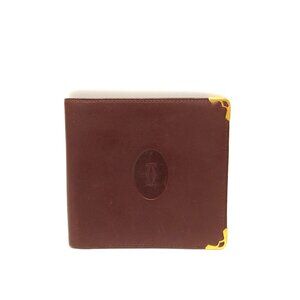 Cartier Brown and Gold Leather Wallet with Embossed Logo